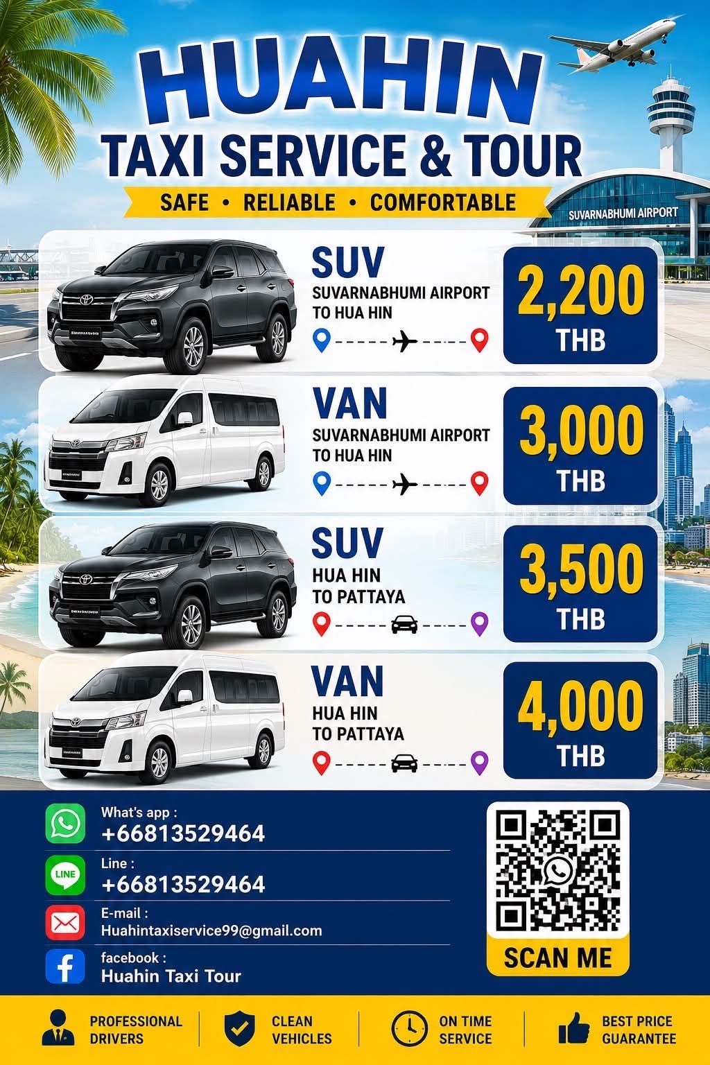 HuaHin Taxi Service & Tour Rates